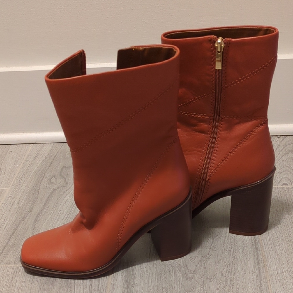Franco Sarto Orange Heeled Boots